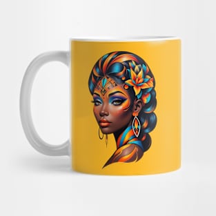 Black Woman Tribal Art retro vintage tattoo design Mug